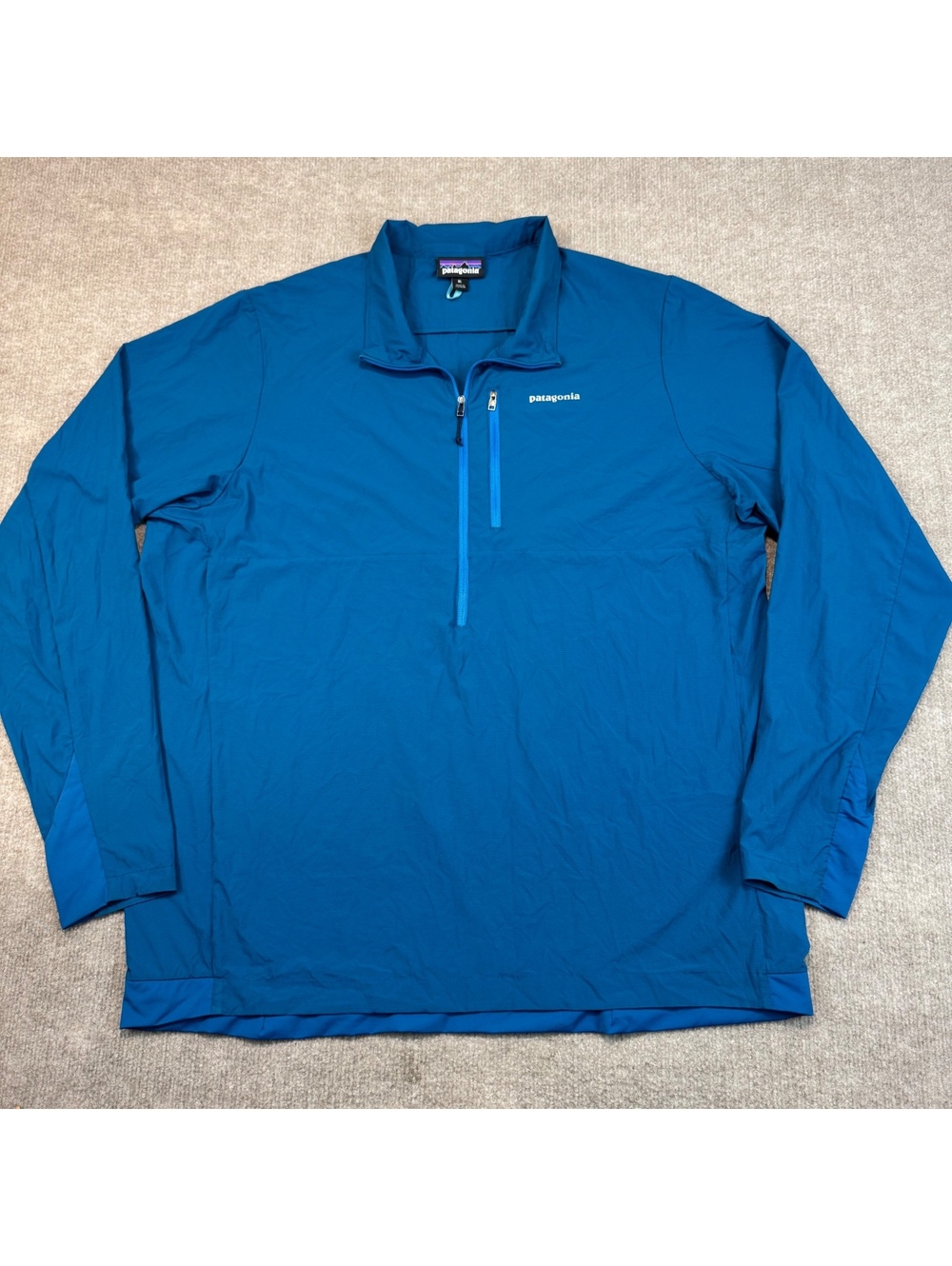 Patagonia Airshed Pullover Jacket Men XL Blue 1/4 Zip Ultralight DWR Nylon Shell